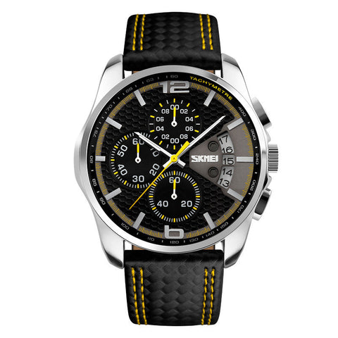 Leather quartz watch